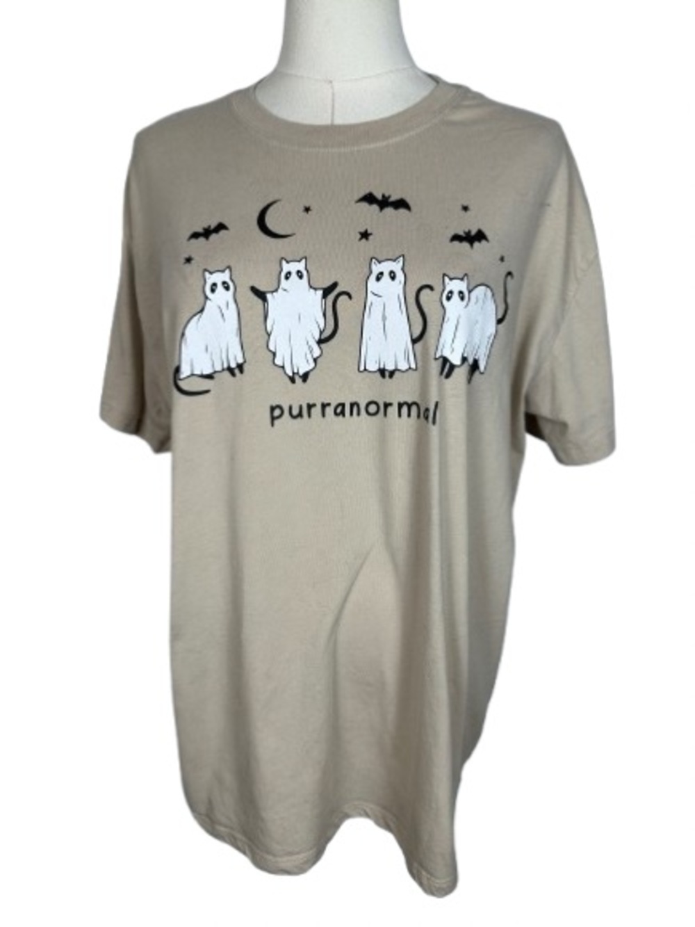 Purranormal Cat Graphic Tee - Cream Short Sleeve